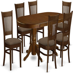 7 Pc Dining room set Table with Leaf and 6 Dining Chairs